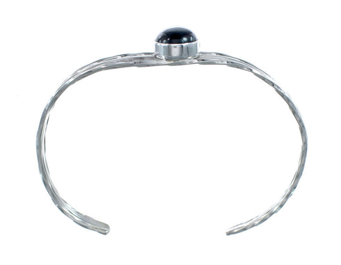 Onyx Sterling Silver Navajo Indian Cuff Bracelet AX129719